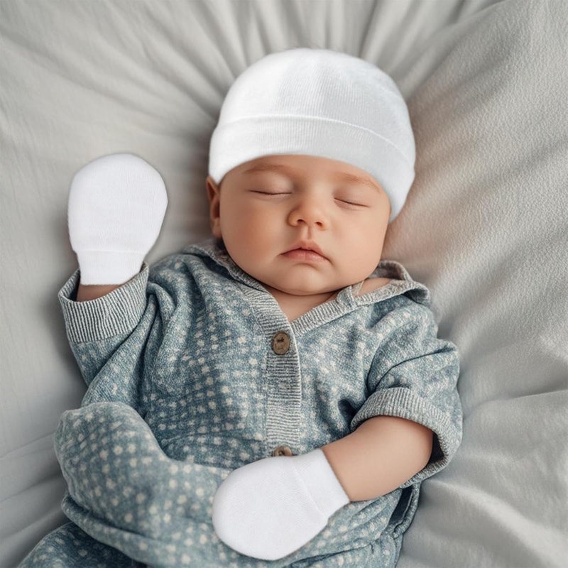 Fecawd Baby Hats and Mittens Newborn Hats Gloves Infant Beanie Soft Cap Mitten Sets for 0-6 Months Boys Girls - Image 4